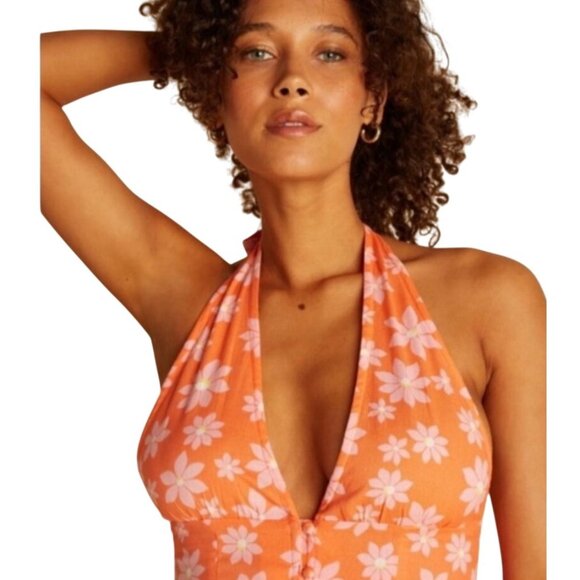 Billabong x Wrangler Women's Large Hung Up Dress Fireside Floral Print  Peach - Picture 2 of 12